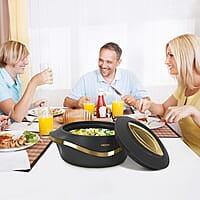 MILTON Pearl Inner Stainless Steel Regular Set of 3 (860 ml, 1.27 Litre, 1.96 Litre), Black