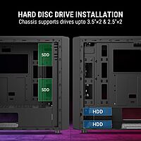 Ant Esports Elite 1100 Mid Tower Gaming Cabinet Black | ATX M-ATX ITX | 4 Rainbow Fans