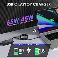 Lenovo 65W USB-C Laptop Charger for ThinkPad X1 Carbon T14 T15 E14 Yoga