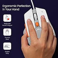 Portronics Vader Wired Gaming Mouse with 6 Buttons, Thumb Support, Adjustable DPI (6400 Max), RGB Light Effects, Ergonomic Design, 1.5 m Long USB Cable for Laptop & PC