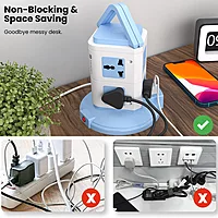 Portronics Power Plate 9 – Features 8 sockets and 3 USB ports for versatile charging. Compact design in blue, perfect for home or office use. Safe and efficient power distribution.