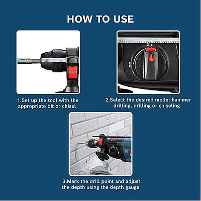 SDS Plus Concrete Rotary Hammer Machine, 2Kg 22mm GBH220 Electric 06112A60F0: Bosch