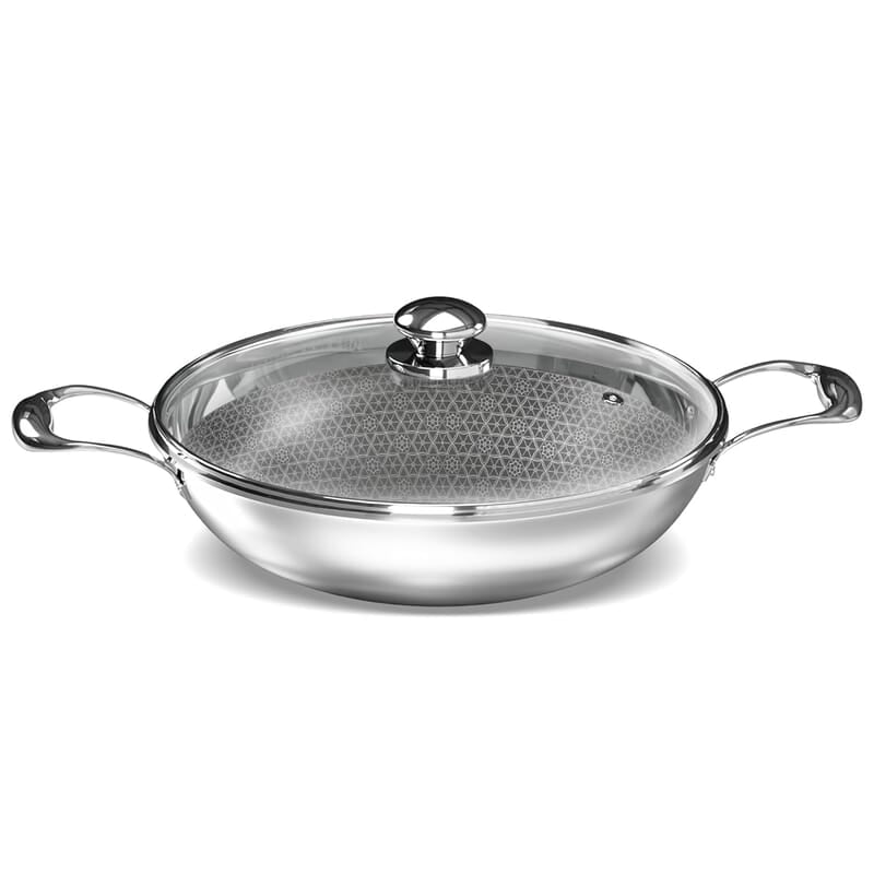 Preethi Diva Collection Triply Stainless Steel Kadai with API Technology, 28 cm, Gas & Induction
