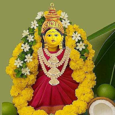 Gold Plated Varalakshmi Stone Face/Mugam with Atiigai/Necklace
