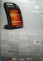 Havells Bero Quartz Heater Black 800 watt 2 Heat Settings