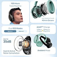 boAt Rockerz 551Anc Hybrid Active Noise Cancellation Over Ear Headphones with Up to 100H Playtime, ASAP Charge, Ambient Sound Mode &Dual Eq Modes, Enx Technology