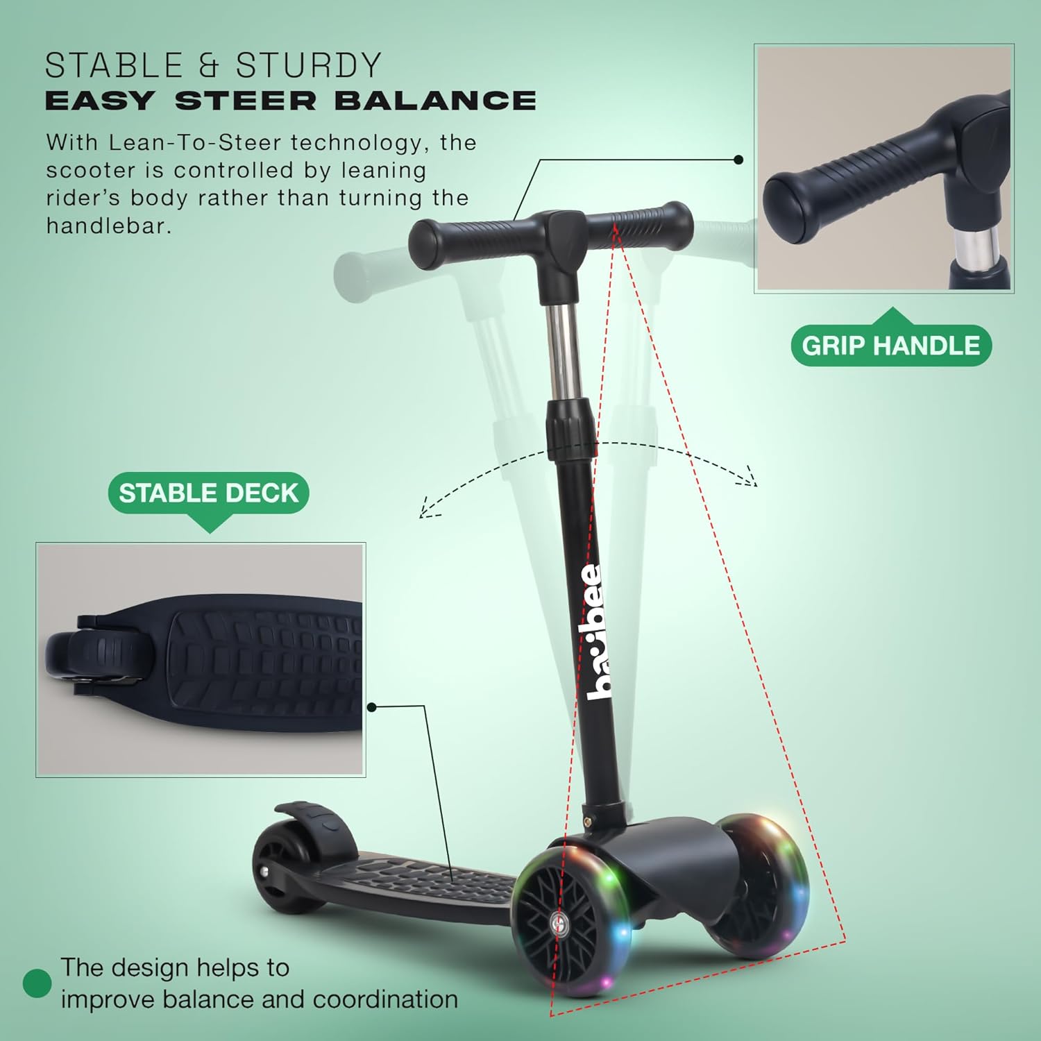 Baybee Zoomie Foldable Kick Scooter for Kids-BLACK Baybee Zoomie Foldable Kick Scooter for Kids-BLACK