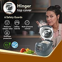 AGARO Imperial Electric Rice Cooker, 2L Ceramic Coated Inner Bowl, Steam Basket, 8 Preset Cooking Function with Advanced Fuzzy Logic 350W