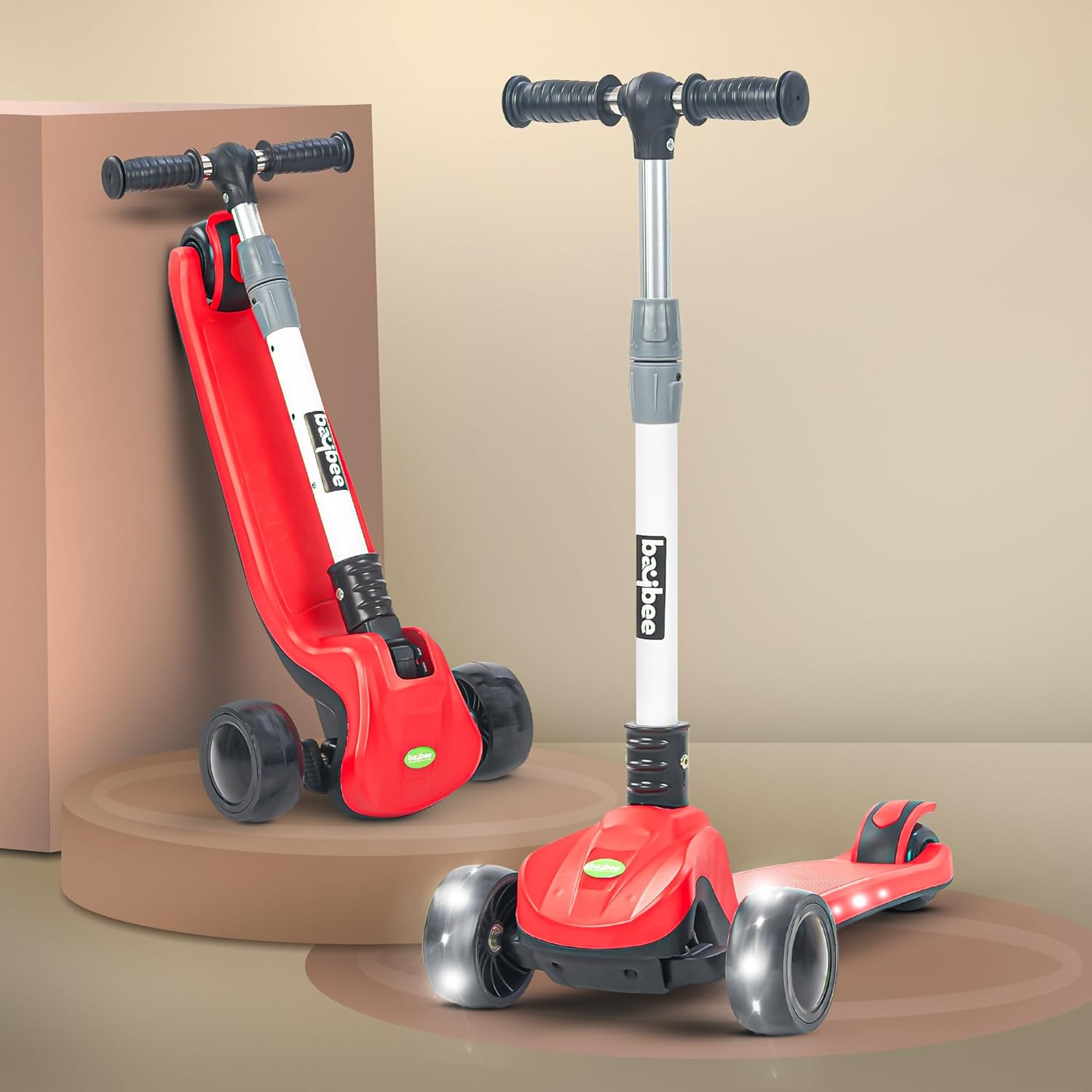 Baybee Phantom Skate Scooter for Kids, Foaldble 3 Wheel Kids Scooter with 3 Height Adjustable- Red Baybee Phantom Skate Scooter for Kids, Foaldble 3 Wheel Kids Scooter with 3 Height Adjustable- Red