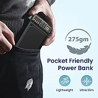 Portronics Luxcell C 10K Power Bank – 22.5W Fast Charging | Mach USB-A & Type-C PD | Black