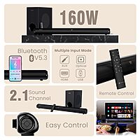 Portronics Pure Sound 108 – 160W 2.1 Soundbar offers immersive audio, sleek design, powerful bass, and seamless Bluetooth 5.3 connectivity.