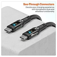 Ambrane 60W Type C to Type C Cable with 3A Fast Charging, 1.2M Braided cable for Smartphones, Tablets, Laptops & other Type C devices, PD Technology, 480Mbps Data Sync (ABCC-12T