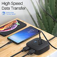 Portronics Mport 4A – 4-Port USB 3.0 Hub, 5Gbps Speed, compact design, plug and play, compatible with various devices, ideal for expanding USB connectivity, perfect for home and office use.