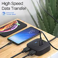 Portronics Mport 4A – 4-Port USB 3.0 Hub, 5Gbps Speed, compact design, plug and play, compatible with various devices, ideal for expanding USB connectivity, perfect for home and office use.
