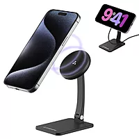 Portronics Qi2 MagSafe 15W Wireless Charger for iPhone 15–16 | Foldable | Black