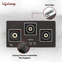 Lifelong LLHT913 Sigma Auto Ignition Counter-Top Hob Top High Efficiency 3 Burner Sleek Design
