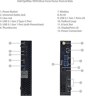 Refurbished Dell Optiplex 7070 MFF i5 9th Gen Desktop | 8GB/16GB RAM | 256GB/512GB SSD | W11