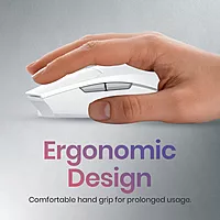 Portronics Toad 36 Wireless Mouse – 2.4GHz | Rechargeable | 6 Buttons | 1600 DPI | Ergonomic Thumb Support | Universal Compatibility | Built-in Battery | For Windows/Mac/Android/iOS | White