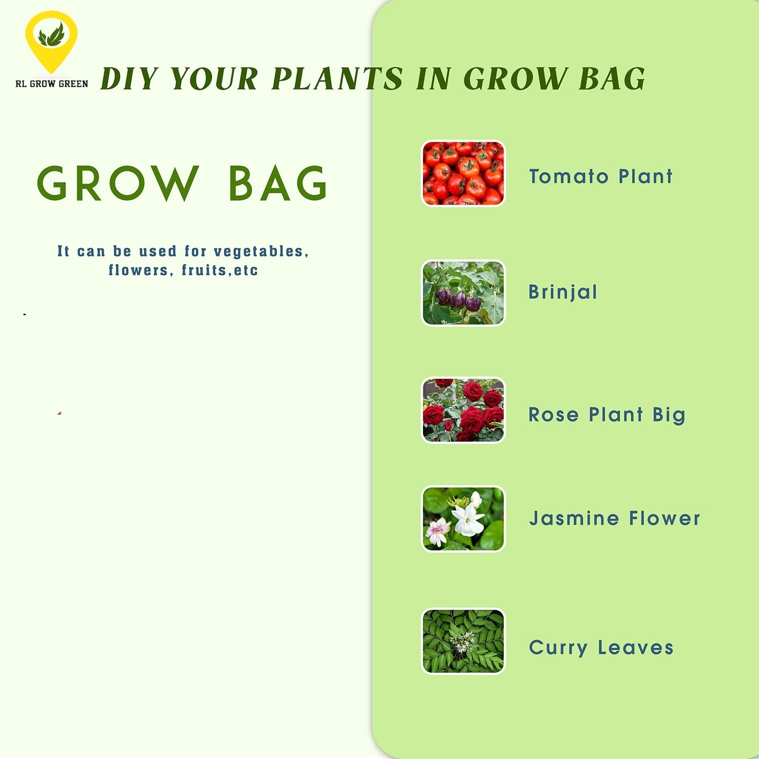 HDPE UV Plant Grow Bags, 12 x 12 inch,  Green, for Terrace Gardening and Fruit Plants(MultiPack)