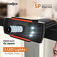 Frontech E-CAM FT-2255 webcam with HD resolution, built-in mic, and plug & play USB—ideal for video calls, streaming, and remote work.