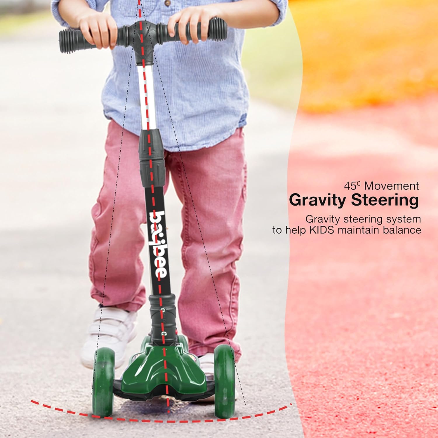 Baybee Flash Scooter for Kids with Foldable & Height Adjustable Handle- Green Baybee Flash Scooter for Kids with Foldable & Height Adjustable Handle- Green