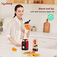 Lifelong Nutri Blender for Smoothies and Juices 500 Watts with 2 Jars - 100% Copper Motor Mixer Grinder Red