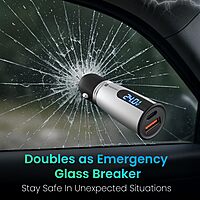 Portronics Car Power Armour 55.5W Fast Car Charger Type-C PD & USB with LED Display