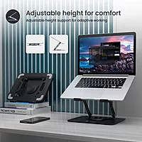 Portronics K9 Laptop Stand – Black, Adjustable & 360° Ergonomic