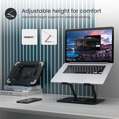 Portronics My Buddy K9 Portable Laptop Stand - Adjustable Elevation Levels - Ventilated Anti-Slip Design - 360-degree Rotating Base Portronics My Buddy K9 Portable Laptop Stand - Adjustable Elevation Levels - Ventilated Anti-Slip Design - 360-degree Rotating Base