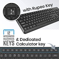 Zebronics Companion 200 Wireless Combo – Black: This sleek wireless keyboard and mouse combo offers a comfortable typing experience with a stylish design, perfect for home or office use.