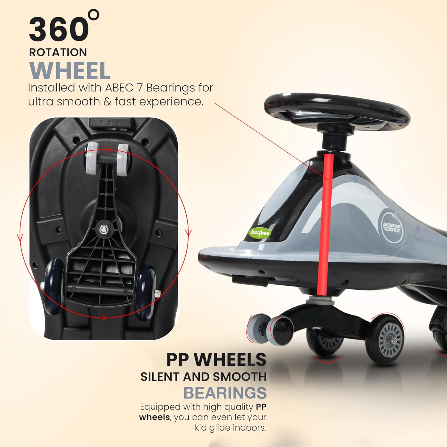 Baybee Pluto Kids Magic Swing Cars for Kids, with Led Lights, Scratch Free PP Wheels & Music-Black Baybee Pluto Kids Magic Swing Cars for Kids, with Led Lights, Scratch Free PP Wheels & Music-Black