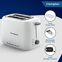 Crompton SunBrown Deluxe Pop-up Toaster 800W with Removable Crumb Tray 7 Browning Levels with Reheat