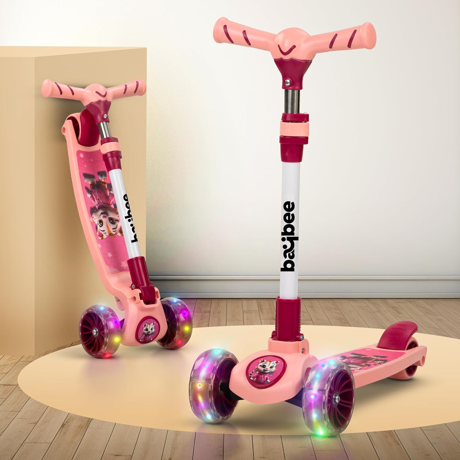 Baybee Kitty Kick Scooter for Kids, Foldable Kids Scooter- Pink Baybee Kitty Kick Scooter for Kids, Foldable Kids Scooter- Pink