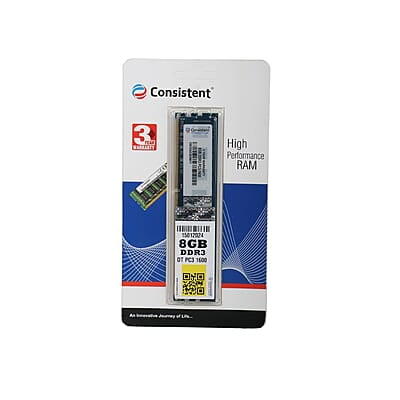 Consistent 8GB DDR3 1600MHz Desktop RAM (Memory) U-DIMM | Long-DIMM | DT PC3-1600 Single Channel Memory with 3 Years Manufacturer Warranty (Made in India) Consistent 8GB DDR3 1600MHz Desktop RAM (Memory) U-DIMM | Long-DIMM | DT PC3-1600 Single Channel Memory with 3 Years Manufacturer Warranty (Made in India)