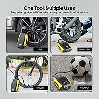 Portronics VAYU Lite Tyre Inflator – Portable | Car Charger Socket | Black-Yellow