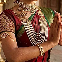 Gold Plated Traditional Multi-Line Long Haram | Classical Dance Necklace for Women & Girls