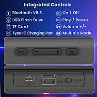 Portronics Plugs 3 Bluetooth Speaker – 15W | BT 5.3 | MIC | RGB | USB & SD | Black | 1 Year Warranty