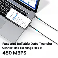 Portronics Konnect X – 3A USB to Type-C Cable, 2M Black, durable and fast charging, perfect for data transfer and charging devices, tangle-free design, compatible with various Type-C devices.