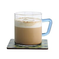 Borosil Vision 6 Pcs Tea n Coffee Borosillicate Glass 190 ml Classic Mug Set with Green Handle | Microwave Safe, Scratch Resistance, Lightweight | for Chai, Green Tea, Milk | Transparent