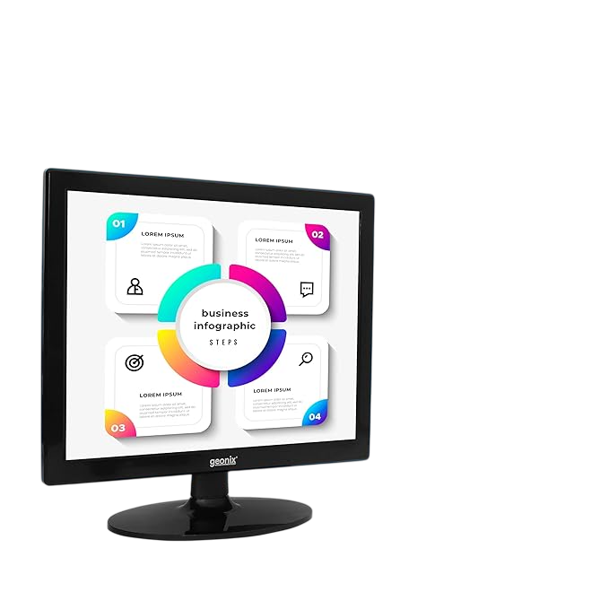 GEONIX 15.1" LED PC Monitor, VGA & HDMI, 1024x768, GXTF-WVHDF151