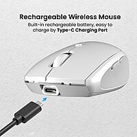 Portronics Toad III Wireless Mouse – Dual Mode BT & 2.4GHz | Rechargeable | White | 1 Year Warranty
