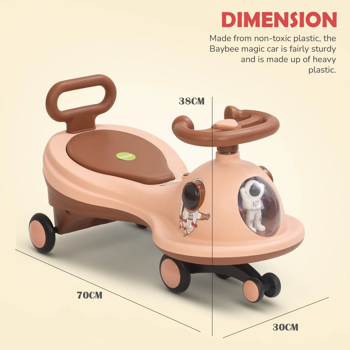 Baybee Astro Baby Swing Car for Kids-Light Orange Baybee Astro Baby Swing Car for Kids-Light Orange