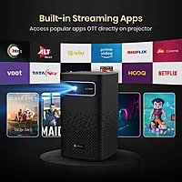 Portronics Pico 13 Smart Projector – 4K Support, 3500 Lumens, Compact Design | Wi-Fi & Bluetooth Enabled | Built-in Battery | Ideal for Home Theater, Presentations & Outdoor Movies