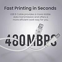 Portronics PrintLink 3 – USB-A to B Printer Cable, 3M, high-speed data transfer, durable design, compatible with various printers, ideal for home and office use, reliable connection, tangle-free.