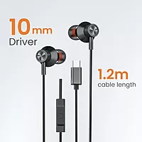 Corseca Sync Beat Wired Earphones – normal | 10mm Drivers | Extra Bass | Mic | Black