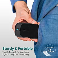 Portronics POR 2463 Talk 4 Bluetooth Speaker – BT 5.3 | Clip-On | Mic | IPX5 | Black