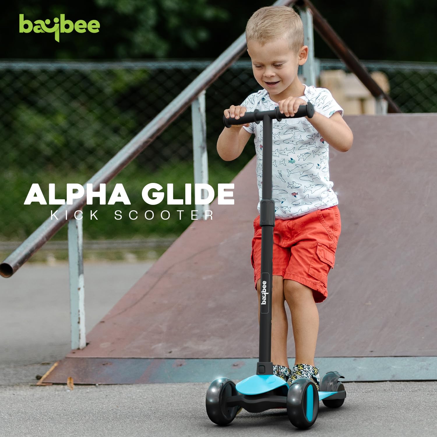 Baybee Alpha Glide Kick Scooter for Kids - Light Blue Baybee Alpha Glide Kick Scooter for Kids - Light Blue