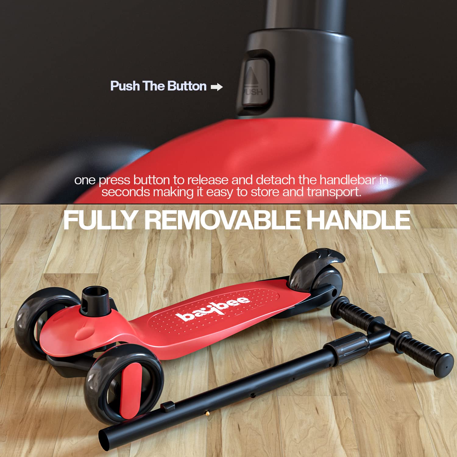 Baybee Alpha Glide Kick Scooter for Kids- Red Baybee Alpha Glide Kick Scooter for Kids- Red