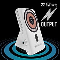 ZEBRONICS MW62 Wireless Power Bank, 10000 mAh, Rapid Charge, Built-in Wireless Charging Pad, Outputs - 22W Wired | 15W Wireless, Type C I/O | USB Output, Built-in Foldable Stand