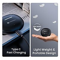 Portronics Twins S19 – TWS Earbuds, 30H Playtime, Black, Bluetooth 5.0, Touch Control, IPX4 Water Resistant, Deep Bass, Comfortable Fit, Perfect for Calls and Music, Lightweight Design.
